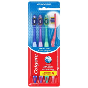 Colgate Extra Clean Medium Toothbrushes – 4 Pack