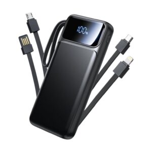 Aioneus 10,000 mAh Power Bank with Built-In Cables