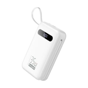 EnergyQC 20,000 mAh Power Bank with Built-In Cables