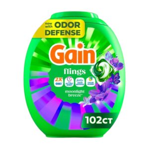 Gain Flings Moonlight Breeze Laundry Detergent Pacs – 102 CT