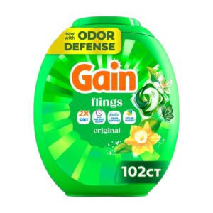 Gain Flings Original Laundry Detergent Pacs – 102 CT