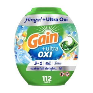 Gain Flings Ultra Oxi Waterfall Delight Laundry Detergent Pacs – 112 Pacs