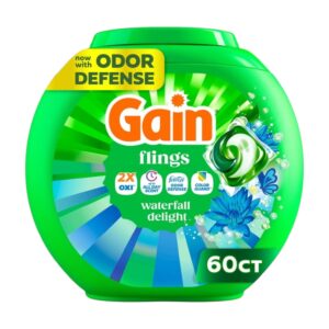 Gain Flings Waterfall Delight Laundry Detergent Pacs – 60 CT