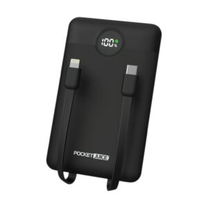 Pocket Juice Force 10,000 mAh Power Bank with Built-in USB-C & Lightning Cables
